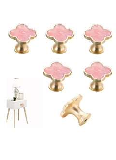 اشتري 6 Pcs Clover Knobs Dresser Cabinets Kitchen Cupboard Pulls Drawer Wardrobe Shoe Cabinet Jewelry Box Pulls Furniture Coffee Table Single Hole Door Handles(Pink) في السعودية