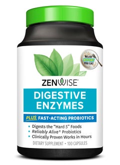 Buy Zenwise Digestive Enzymes - Probiotic Multi with Probiotics and Prebiotics for Health + Bloating Relief Women Men, Bromelain More Gut Digestion 100 Count in Saudi Arabia