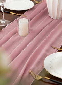Buy Dusty Rose 10FT Chiffon Table Runner 27x120 Inches Romantic Sheer Fabric for Wedding Decorations Baby Shower Bridal and Birthday Party Cake Tulle Drapery in UAE