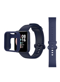 اشتري Silicone Straps for Xiaomi Redmi Watch 2 Lite Band with Watch Case Soft Silicone Breathable Replacement Strap Wristband Sport Band for Women Men - Dark Blue في الامارات