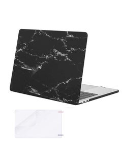 اشتري Hard Shell Case Cover + Screen Protector Compatible for MacBook New Air 13" with Retina Display and Touch ID, Model: A2337 M1 A2179,A1932,Release,2020, 2019, 2018, Black Marble في الامارات