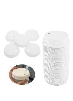 اشتري Disposable Paper Cup Lids with Straw Hole Vent Hole, Universal Cover Accessories 7mm Recycled Drinking Covers Perfect for Hotel Coffee Bar, 100pcs 9 * 9cm في السعودية