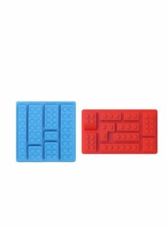 اشتري 2 PCS Chocolate Silicone Mold, Building Bricks Silicone Mould for Building Block Themes Kids Party DIY Cake Baking Kids Party's and Baking Building Block Themes في الامارات