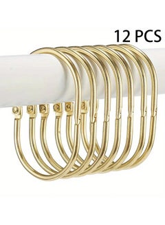 Buy Bathway Shower Curtain Rings, Chrome Shower Curtain Hooks 12 Pcs Anti-Drop Oval Shower Rings for Curtain, Metal Shower Curtain Rings Rust Proof, Shower Hooks for Shower Curtain Rod (Gold) in UAE