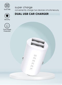 Buy SEEKEN Dual USB CAR CHARGER | Over Voltage Protection | Over Current Protection | Premium Design | High-Quality. in UAE