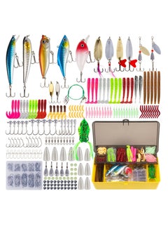 اشتري 302Pcs Fishing Lures Fishing Gear Tackle Box Fishing Attractants for Bass Trout Salmon Fishing Accessories Including Spoon Lures Soft Plastic Worms Crankbait Jigs Fishing Hooks في الامارات