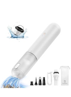 Buy Car Vacuum Portable Cordless,12000Pa Handheld Car Vacuum Cleaner with USB C Fast Charging, Single Touch Empty, Multi-Function Air Blower Inflator Pump for Car, Swim Ring, Air Mattress, Pet Hair- White in UAE