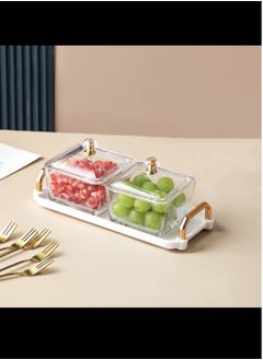 Buy 2-Piece Independent Fruit Platter Serving Dishes Relish Tray  Candy Box Dry Fruit Storage and Snacks white in UAE