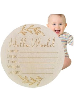 اشتري Wooden Baby Announcement Sign, Newborn Baby Announcement Sign, 5.9 Inch Hello World Newborn Welcome Sign for Baby Shower, Photo Prop, Hospital, Nursery, New Parents (D) في السعودية