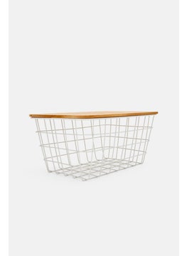 Buy Metal Basket With Lid, White in UAE