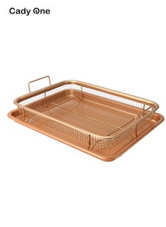 Buy 2-Piece Non-Stick Crisper Oven Baking Tray Set Brown in Saudi Arabia