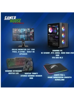 اشتري Power Up Gaming Bundle (Micro Gaming PC, galax 24,75 HZ  Monitor, Devastator 3 Plus Keyboard And Mouse)MICRO GAMING PC (I5-11400F, 16 GB RAM, RTX 3050) في الامارات
