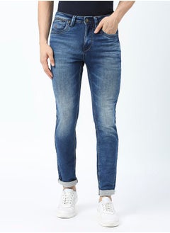 Buy Mid Rise Faded Jeans with Button Closure in Saudi Arabia