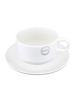 اشتري Shallow Bone China Hospitality Coffee Cup, White, 220ml, JX130-C001-01 في الامارات