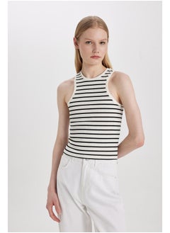 Buy Woman Slim Fit Halter Collar Sleeveless Knitted Top in Egypt