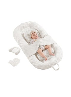 Buy Newborn Baby Sleeping Crib Baby Lounger Baby Mattress Infant Crib Bassinet Soft Breathable Washable Portable with Anti Emesis Set ,White in Saudi Arabia
