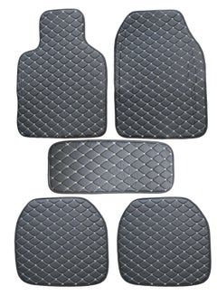 Buy Universal Car Mat Black Beige Color 5 Pcs Set without Pedal in UAE