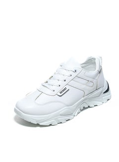 Buy Basic Lace-Up Faux leather Fashion Sneaker For Men White in Egypt