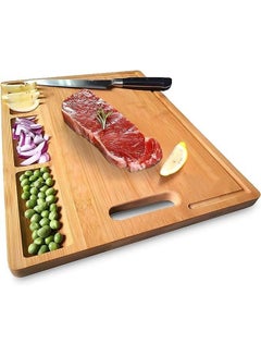 Buy Extra Large Bamboo Cutting Board with Compartments and Juice Grooves,Thick Serving Tray for Kitchen & Diningbutcher Block Chopping Board for Meat Cheese & Vegetables(0.6"X15.2"X10.6") in Saudi Arabia