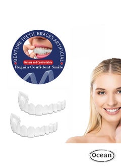 اشتري Instant Veneers Dentures Fake Teeth Braces Whitening Cosmetic Tooth Covering Snap on Smile Teeth Top and Bottom Clip in Veneers Teeth Temporary Upper and Lower False Teeth for Men and Women في السعودية