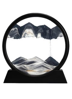 Buy Sand Art Liquid Motion, Round Glass 3D Moving Sand Art Picture Deep Sea Sandscape in Motion Display Flowing Sand for Adult Kid Desktop Home Office Work Decor (Black, 7inch) in UAE