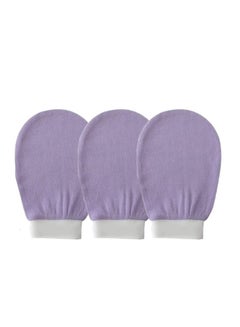 Buy Korean loofah for cleaning the skin and exfoliating the skin, viscose shower glove for making Moroccan bath at home, purple color-3pcs in Saudi Arabia