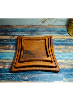 Buy A set of 3 pieces in the shape of a square, handmade wood, 100% natural colors, treated with olive oil in Egypt