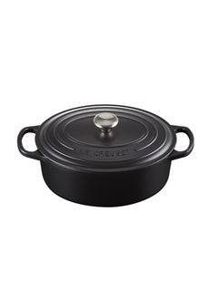 Buy Le Creuset Signature Satin Black Cast Iron 29cm Oval Casserole (Black Interior) in Saudi Arabia