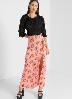 Buy Floral Print Split Skirt in Saudi Arabia