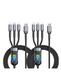 Buy Multi Charging Cable, Transparent Luminous Multi Charger Cable, Universal 3 in 1 Multiple USB Cable Fast Charging Cord, with Type-C, Micro USB and IP Port for Cell Phones and More (2 Pack) in Saudi Arabia