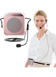 اشتري Voice Amplifier with Wired Microphone Headset, Portable Rechargeable PA System Speaker Personal Microphone Speech Amplifier, Loudspeaker for Teachers, Tour Guides, Coaches, Metting, Yoga, Fitness في السعودية