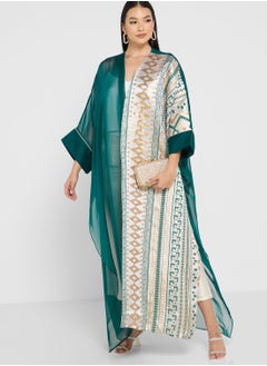 Buy Cape Sleeve Printed Jalabiya in UAE