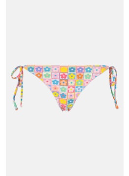 Buy Women Floral Print Bikini Bottom, Pink Combo in Saudi Arabia