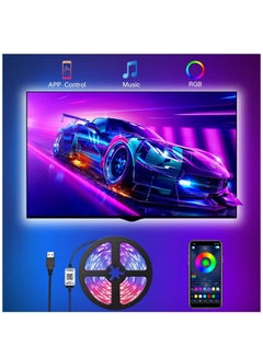 اشتري TV LED Backlights 3M, 9.8FT LED Strip Lights with Bluetooth APP Control for 40-60 inch TV, 16 Million Colors, Music Sync Color Changing + Timing Function, Adapter USB Powered في السعودية