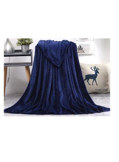 اشتري Light weight Extra Soft Single Size Solid Blanket all season Flannel Fleece Throw Blanket 150x200cm 100% Polyester-Navy Blue في الامارات