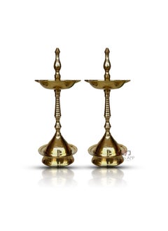 Buy Brass Kerala Diya Oil Lamp Stand Traditional Deepak For Diwali Puja, Temple Decor, And Gifts Kerala Nilavilakku Brass Samai For Pooja, 2 Pcs (Golden_3X8 Inch) in UAE