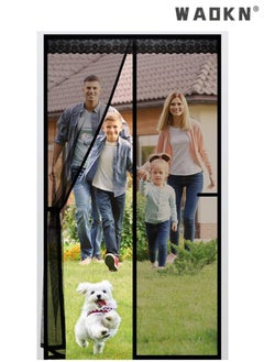 Buy Magnetic Mesh Door Screen for Insect-Free Ventilation, Automatic Top-to-Bottom Sealing with Snap Closures, Maintains Airflow & Blocks Mosquitoes & Other Pests (100x200CM, Black) in Saudi Arabia