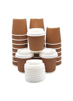 Buy Brown Ripple Cup 4 Ounce With Lid 25 Pieces in UAE