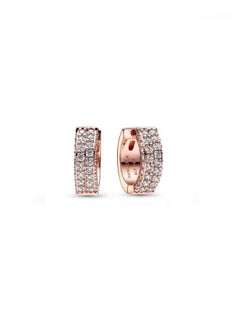 Buy Pandora Timeless Women's Fashion Versatile Classic Cubic Zirconia Rose Gold Double Rows Pav é Dense Inlaid Earrings Earrings Earstuds Pendant Earring Gifts 282622C01 in UAE