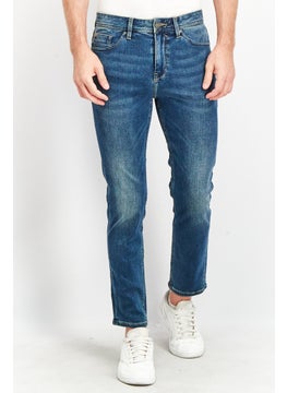 Buy Men Tapered Fit Washed Denim Jeans, Blue in UAE