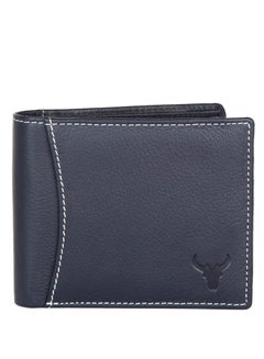 Buy Blue Leather Wallet for Men I 6 Credit/Debit Card Slots I 2 Currency Compartments I 1 ID Window I 2 Secret Compartments I 1 Coin & Zip Pocket in UAE