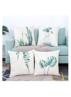 Buy Pillowcase Set of 4 Decorative Throw Pillow Covers 18x18 Inch for Couch Flowers Square Summer Accent Pillows Cover Case for Cushions Sofa Bed Cushion and Living Room Outdoor Decoration in Saudi Arabia