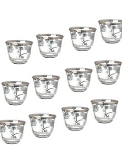 Buy A set of 12 Arabic coffee cups, made in Turkey, with lobes, elegant and unique designs, two swords and a palm tree in Saudi Arabia