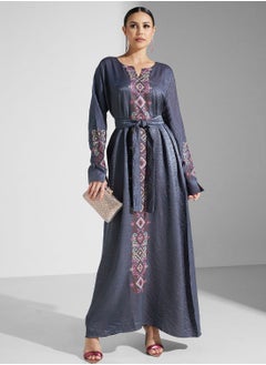 اشتري Embroidered Belted Jalabiya في الامارات