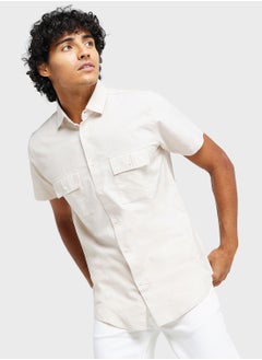 Buy Men Classic Slim Fit Opaque Pure Cotton Casual Shirt in Saudi Arabia