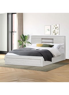 اشتري Danube Home Tisley Queen Bed With Underbed Storage Sturdy Modern Design Wooden Double Bed Frame Furniture L 216.4 x W 158.5 x H 100 cm L.Oak/White Faux Marble في الامارات