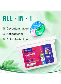 Buy Laundry Pods 15 counts All in one Decontamination Anti Bacterial Color Protection. Flower Essential Oil Long Lasting Fragrance. 99% Sterilization in UAE