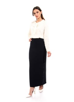 اشتري Crepe Skirt Navy Blue With Side Stain Line في مصر