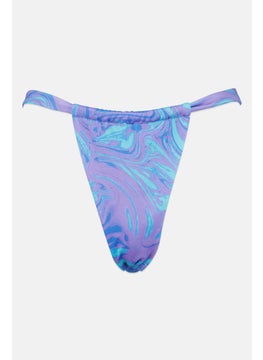 Buy Women Marble Print Pull On Bikini Bottom, Turquoise/Purple in UAE