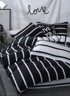اشتري Variance Sizes Striped Pattern Duvet Cover (Comforter Cover) Set Black & White  Bedding Set Reversible style. في الامارات